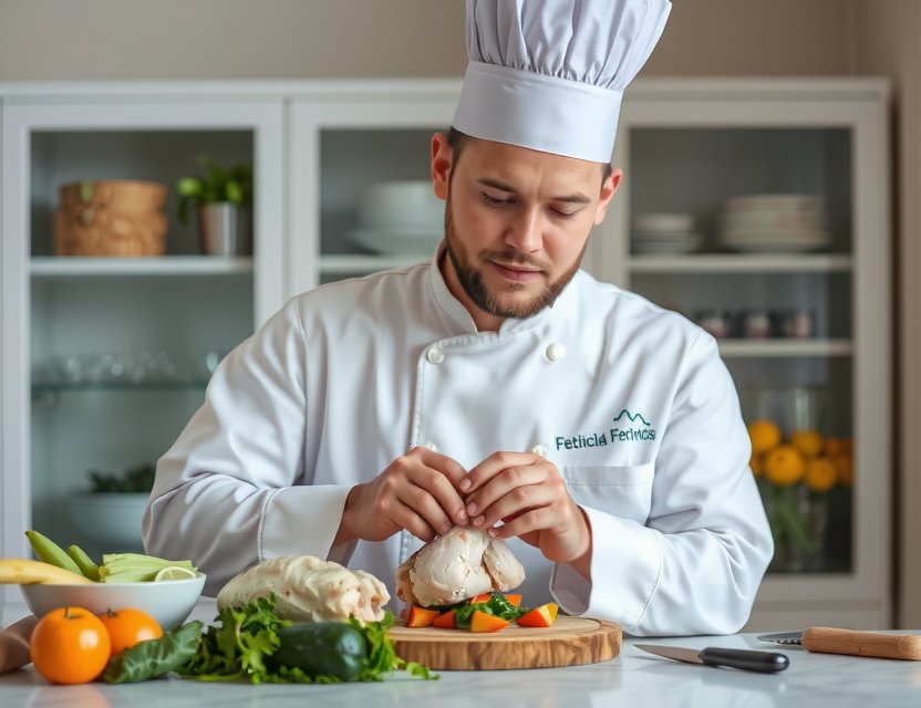 Chef preparing sustainable poultry dish